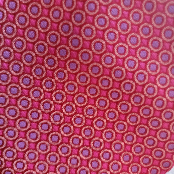 Oxxford Clothes Pink and Purple Geometric Print Silk Tie 61" x 3.25" - Picture 9 of 9